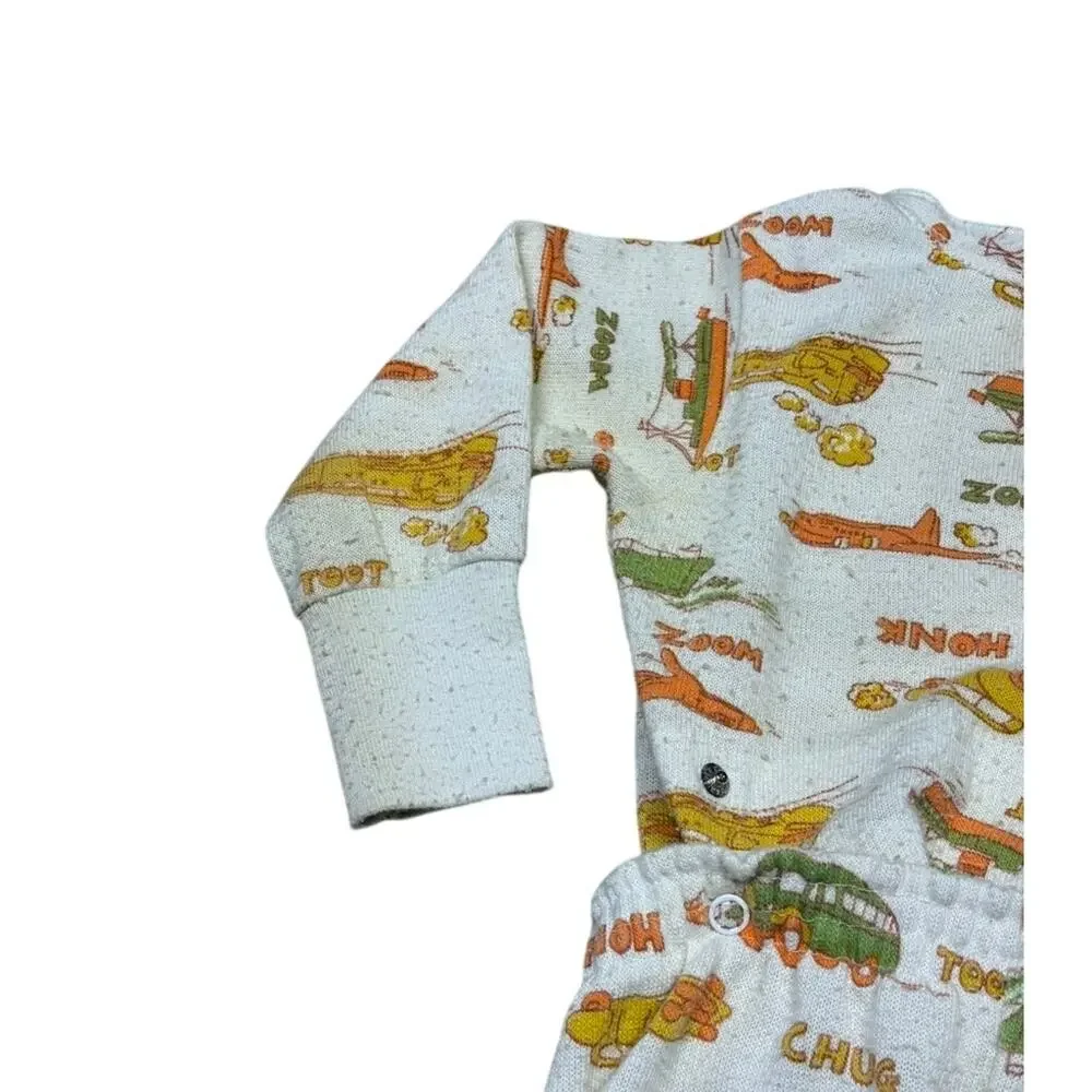 Vintage 60s 70s Carter's Footed Two Piece Snap Sleeper Pajamas Size 12 month
